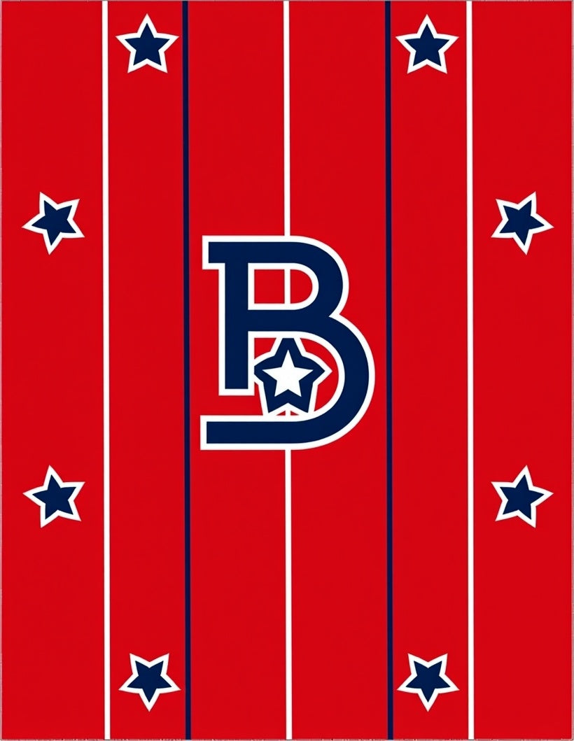 Bold Blue Star Striped Letter B Rug