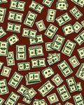 Cartoon Bills Scattered Across Brown Rug