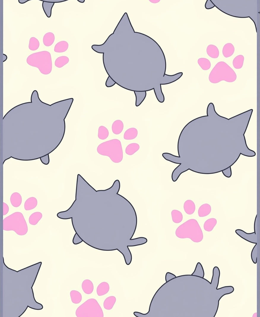 Gray Cat Paws Cream Background Rug