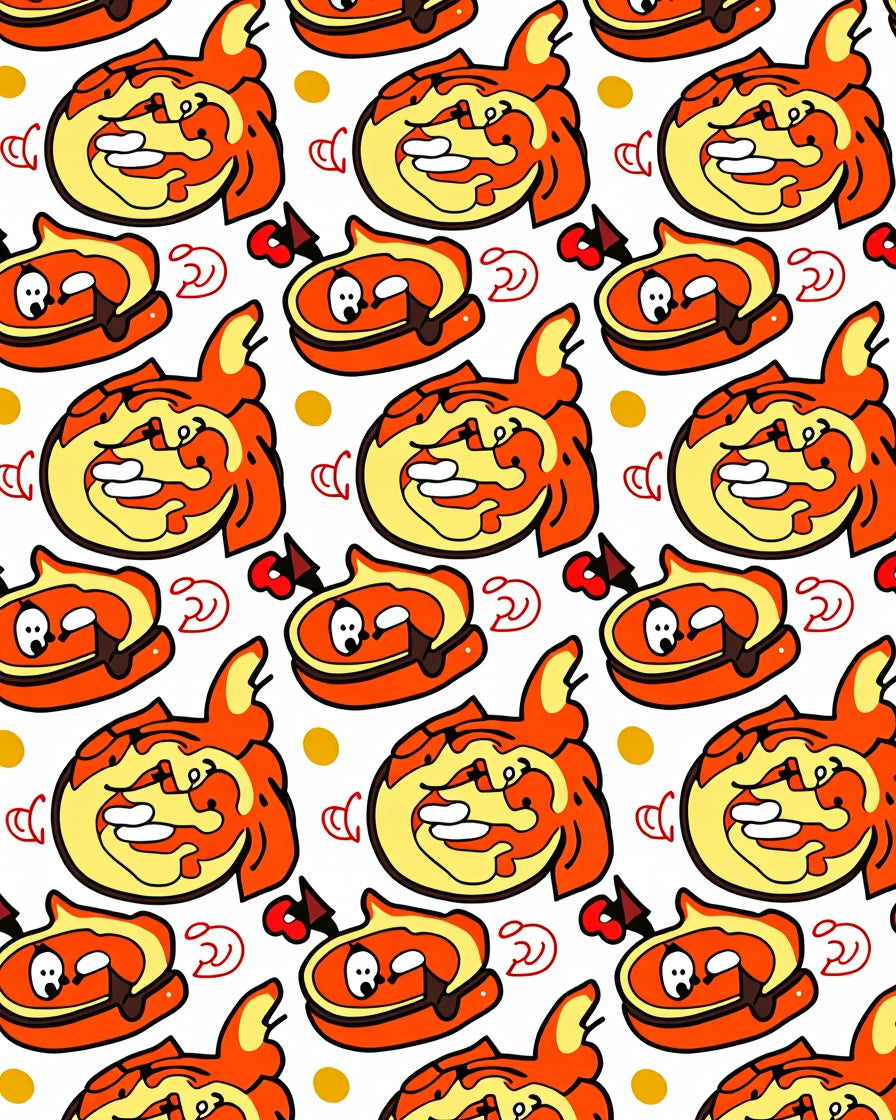 Whimsical Orange Character Spot Rug