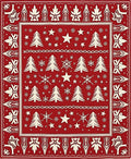 Crimson Festive Christmas Tree Snowflakes Rug