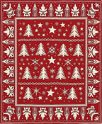 Crimson Festive Christmas Tree Snowflakes Rug