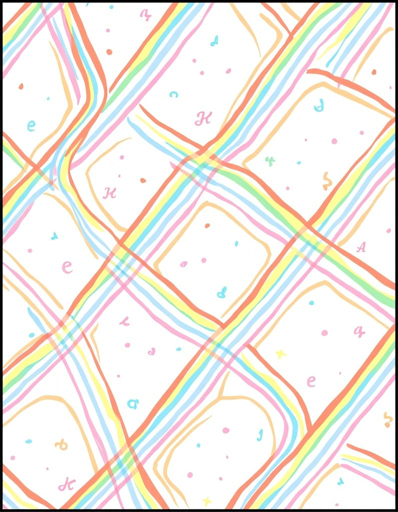 Pastel Rainbow Stripe Grid Rug