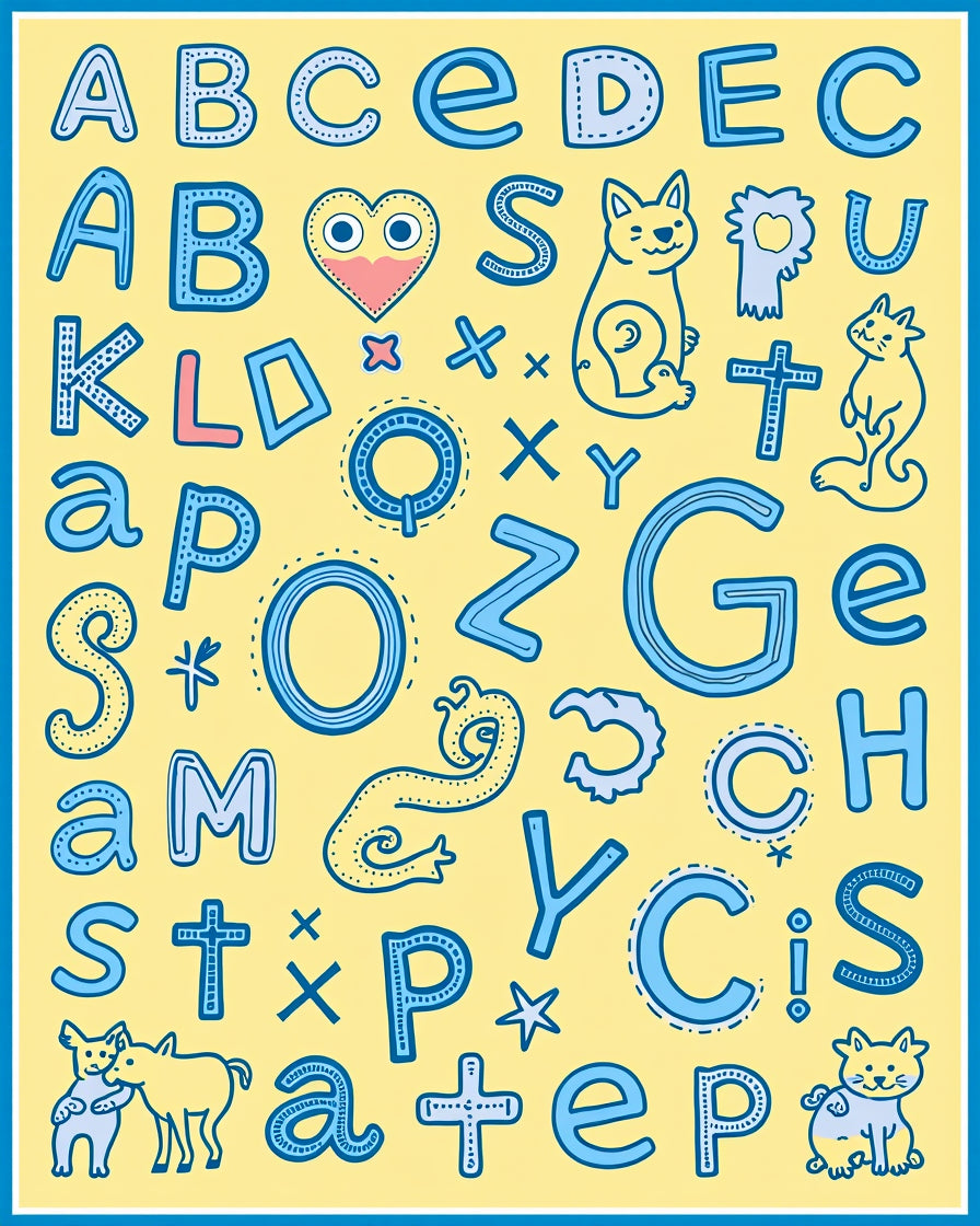Alphabet Animals And Doodles Rug