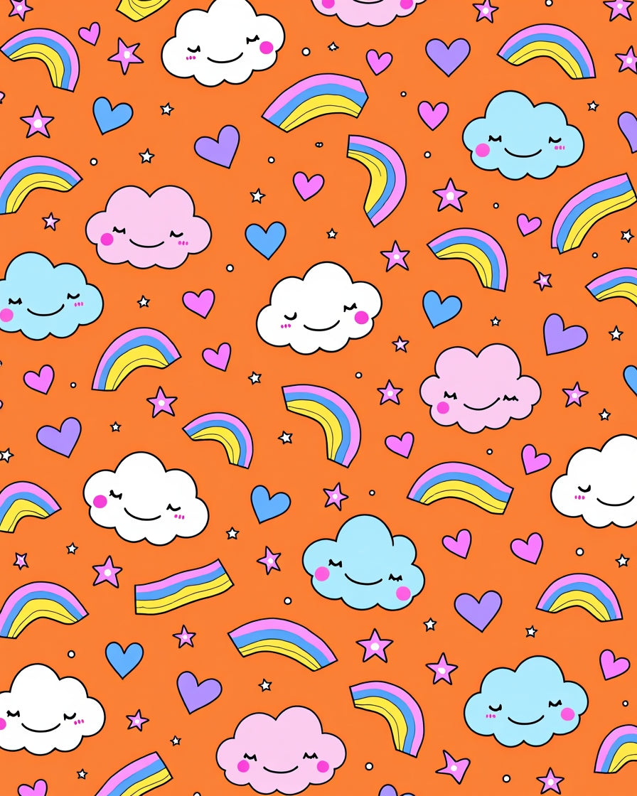Cute Rainbow Cloud Heart Star Rug