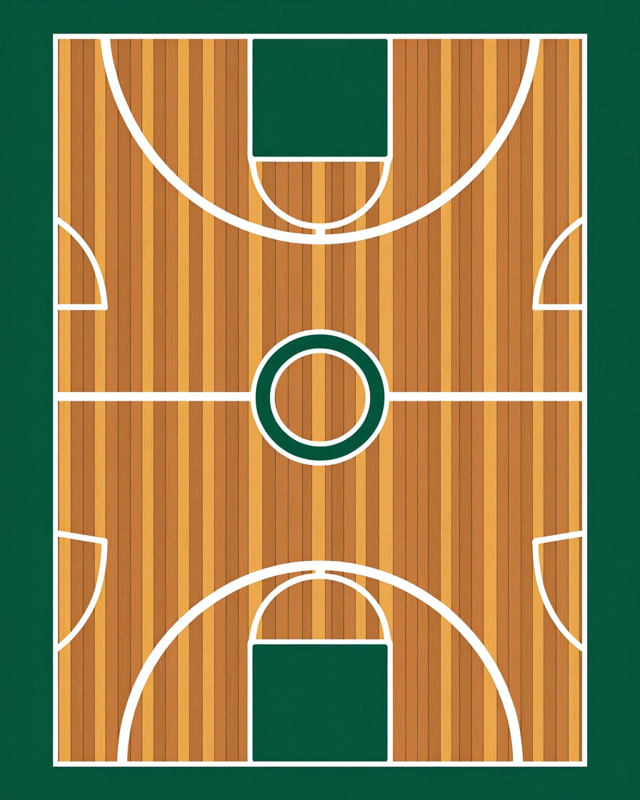 Sport Court Wood Grain Circles Rug