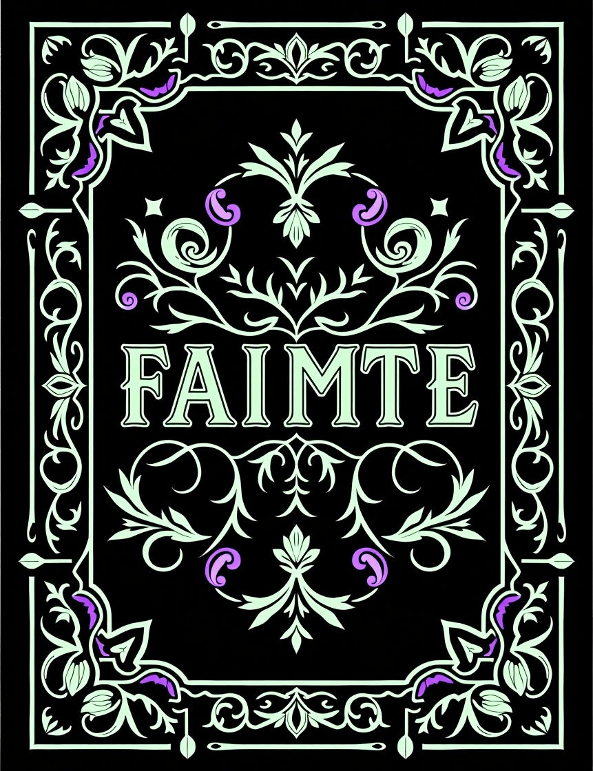 Ornate Black Floral Crest Rug