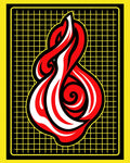 Bold Red White Swirl on Grid Rug