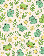Playful Green Frogs Starry Branches Rug