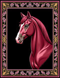 Crimson Horse Portrait Ornate Border Rug