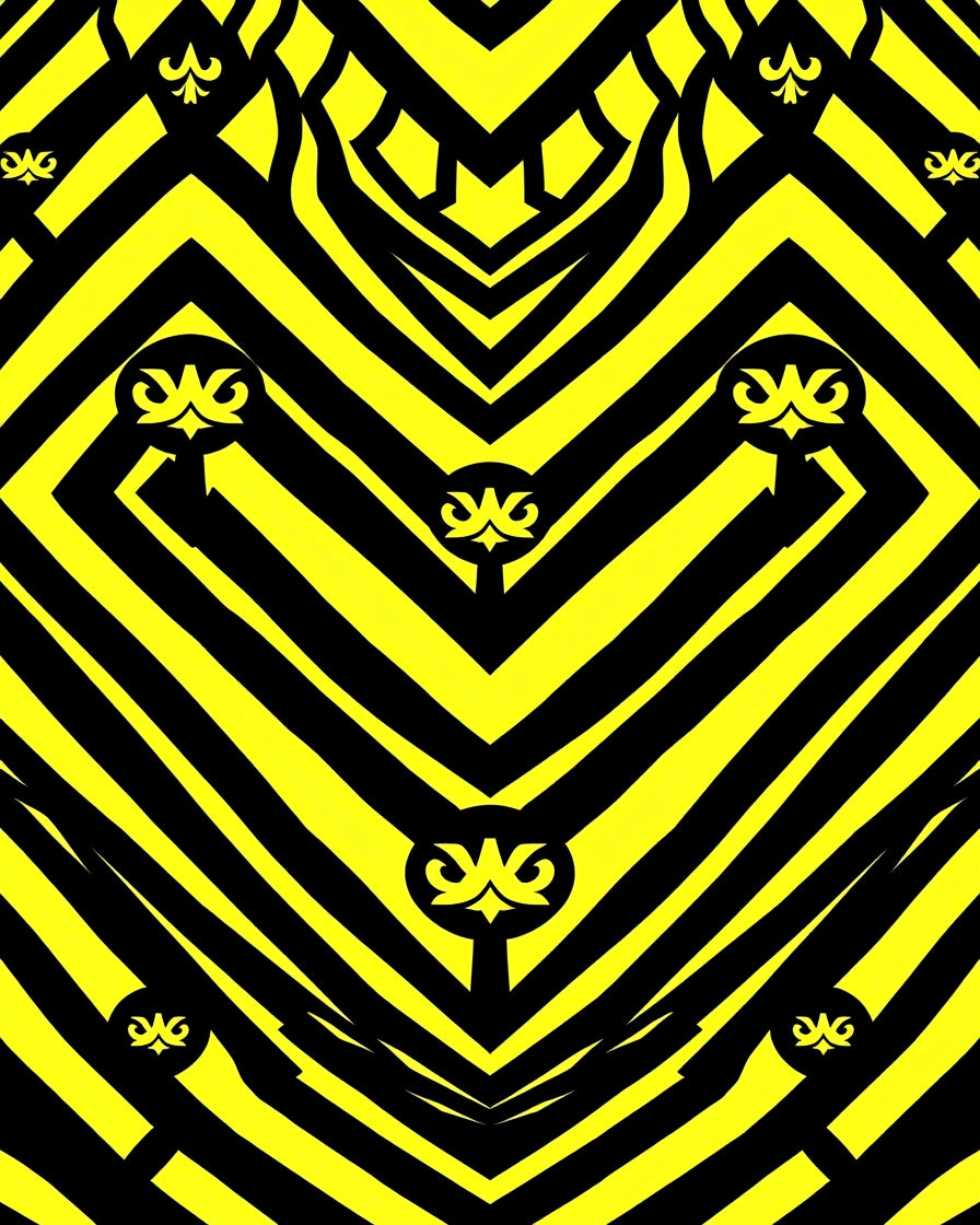 Bold Yellow Black Tribal Emblem Rug