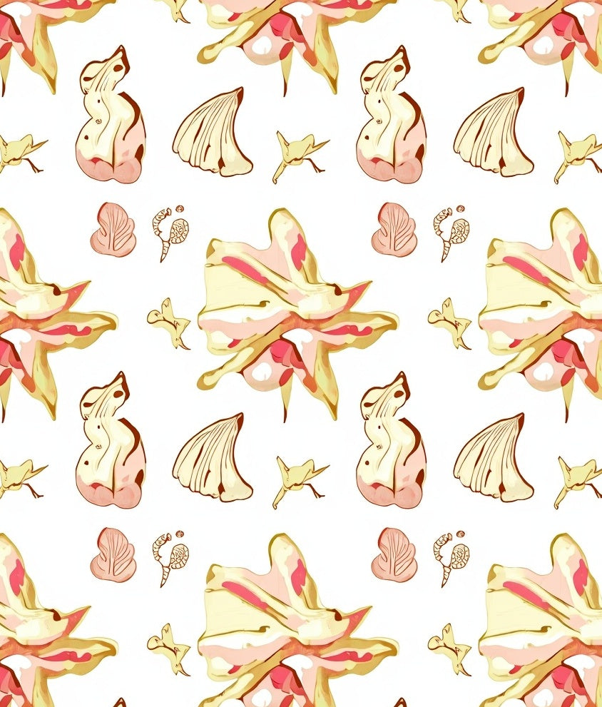 Blush Pink Yellow Floral Whimsical Art Rug