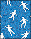 Surreal White Figures Blue Wavy Rug
