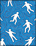 Surreal White Figures Blue Wavy Rug