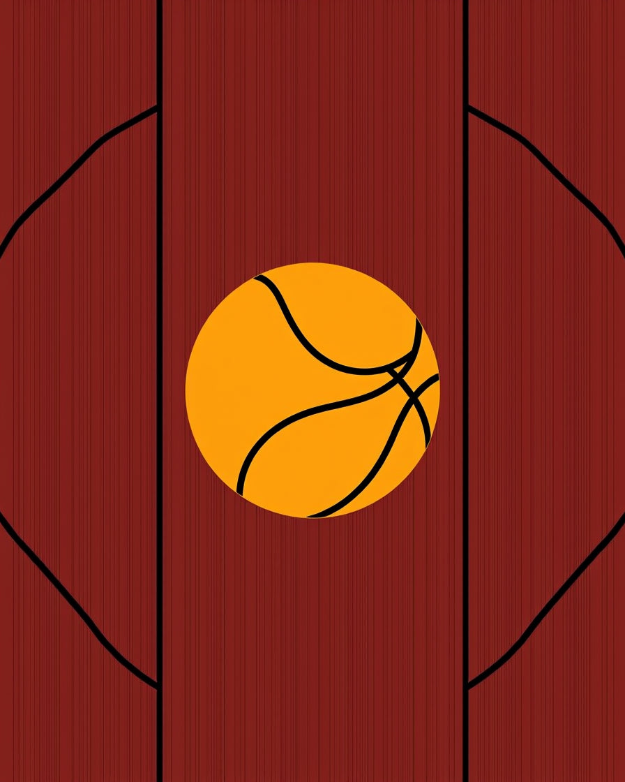 Classic Orange Basketball Court Texture Rug