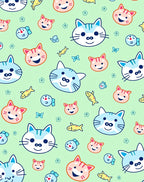 Cute Cat and Fish Friends Rug