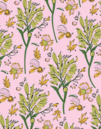 Soft Pink Botanical Garden Medallion Rug