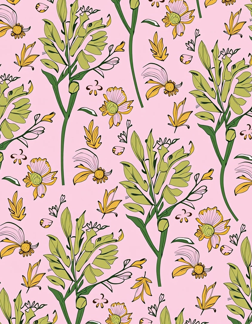 Soft Pink Botanical Garden Medallion Rug