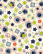 Whimsical Navy Green Red Shapes Rug