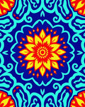 Vibrant Red Yellow Flower Medallion Rug