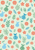Cute Blue Bunny Coral Floral Garden Rug
