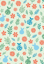 Cute Blue Bunny Coral Floral Garden Rug