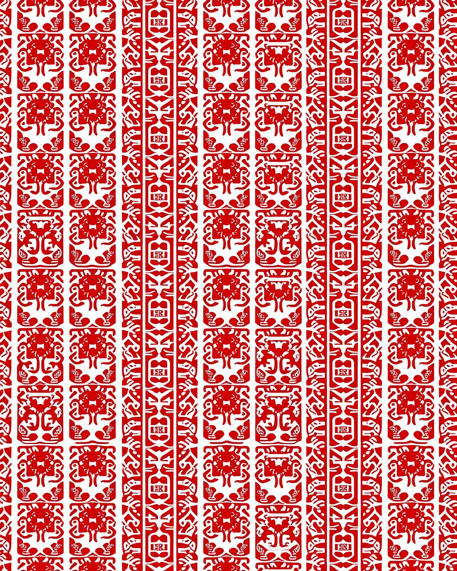 Bold Crimson Tribal Figurative Rug