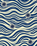 Azure Snowflake Wave Rug