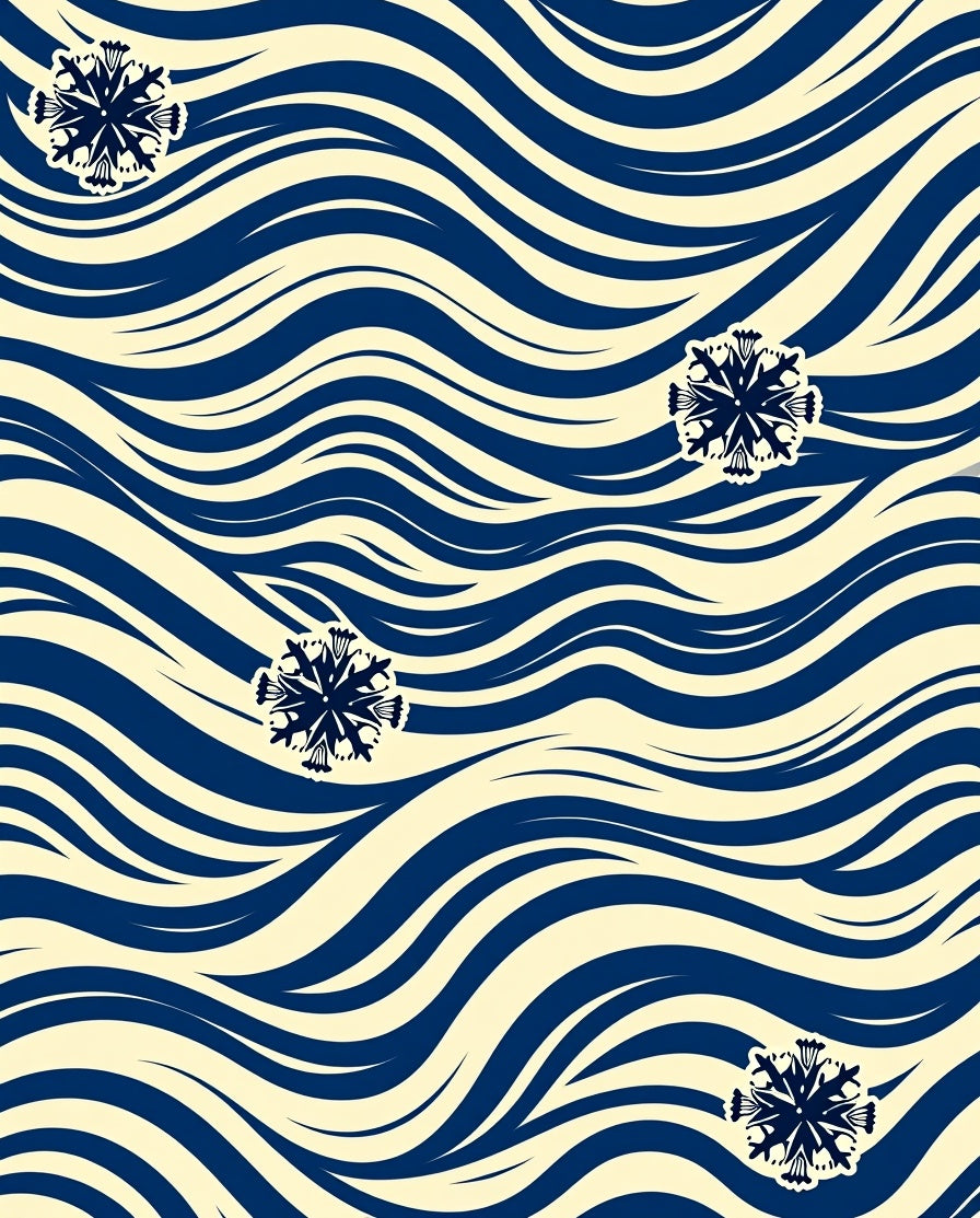 Azure Snowflake Wave Rug