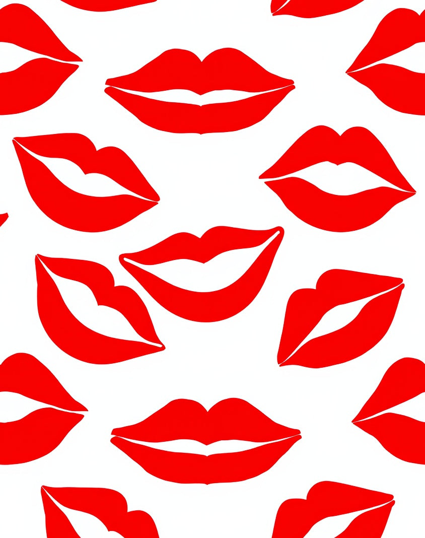 Bold Red Kiss Lips Repeat Rug