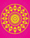 Vibrant Yellow Pink Mandala Sunburst Rug