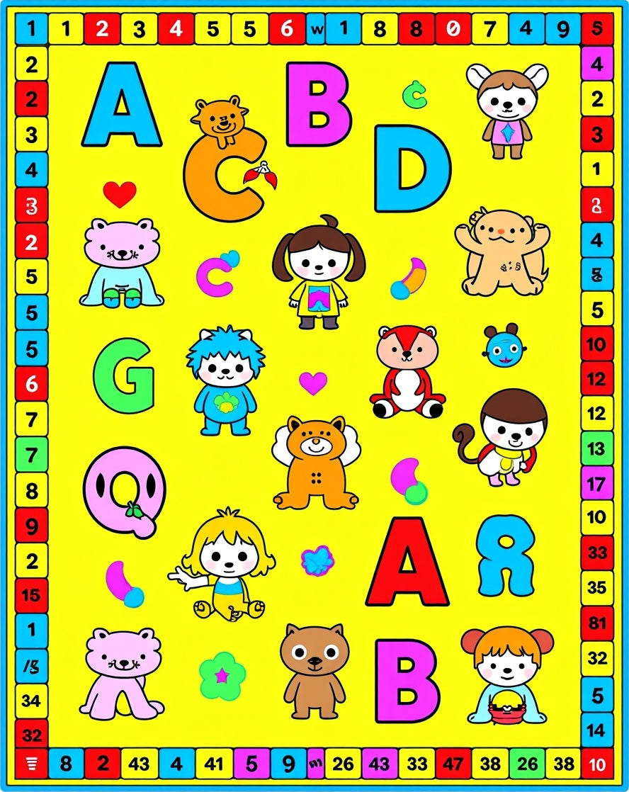 Yellow Alphabet Critters Children's Rug
