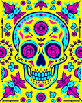 Vibrant Yellow Skull Floral Medallion Rug