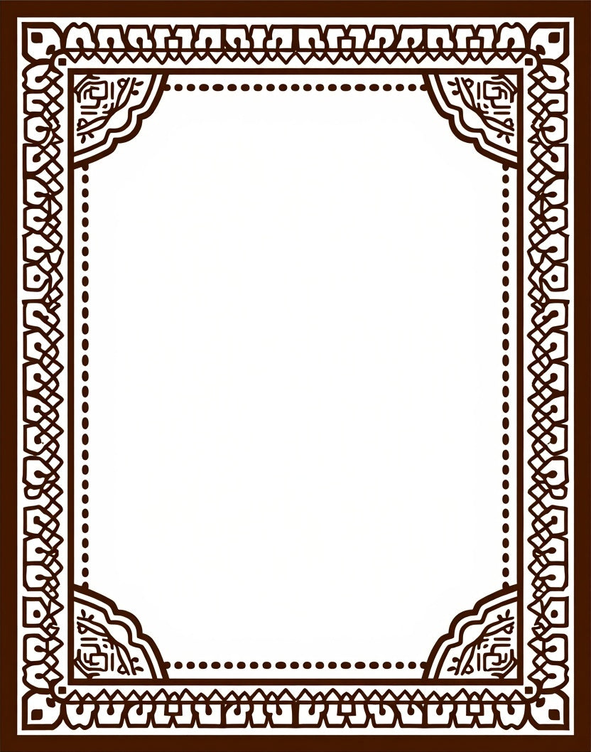 Brown Geometric Filigree Border Rug