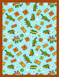 Green Dinosaurs With Orange Accents Rug