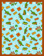 Green Dinosaurs With Orange Accents Rug