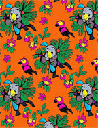 Whimsical Parrot Floral Orange Background Rug