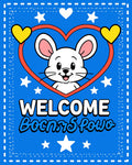 Cute White Mouse Heart Blue Rug