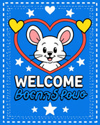 Cute White Mouse Heart Blue Rug