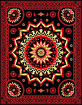 Crimson Yellow Sunburst Mandala Rug