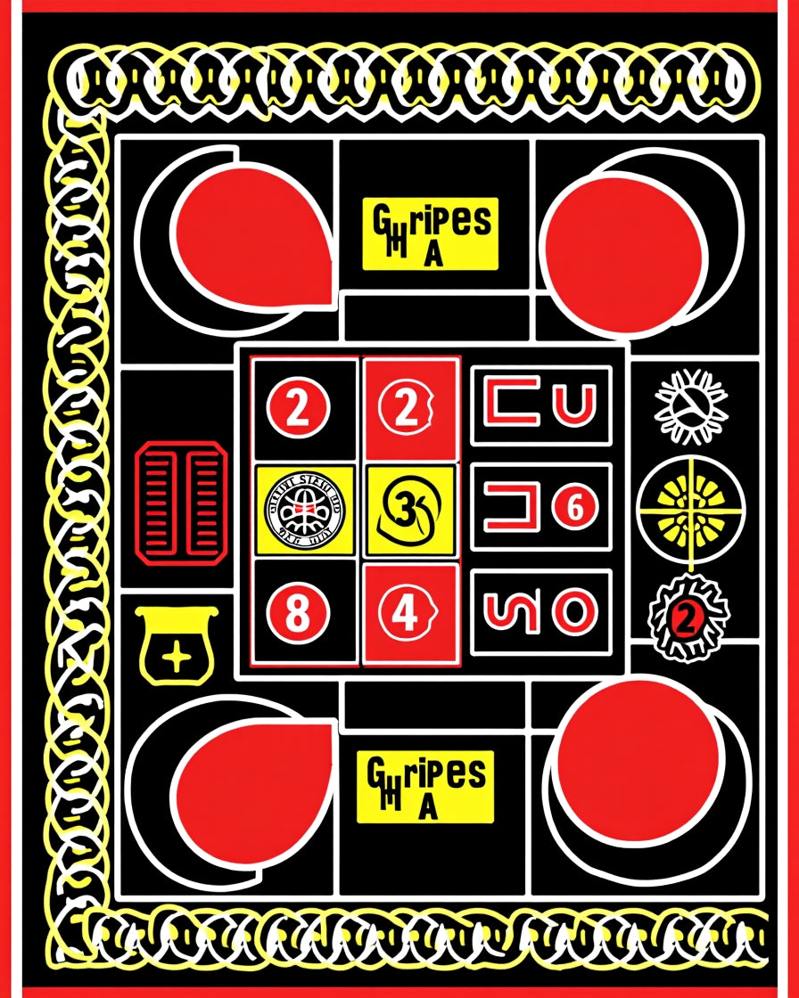 Bold Red Yellow Graphic Geometric Abstraction Rug