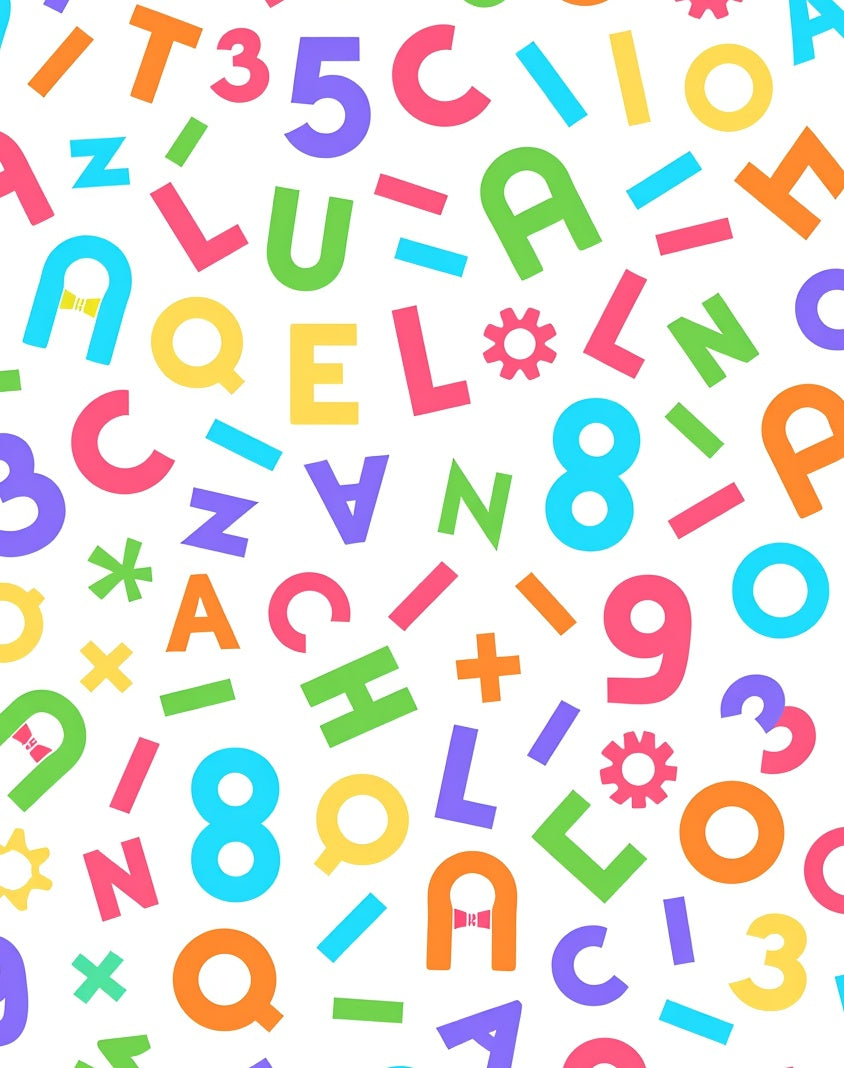 Colorful Alphabet and Number Collage Rug