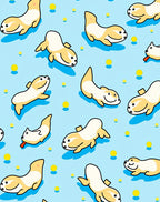 Cute Yellow Seal Pups Scattered Blue Rug