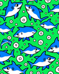 Bright Blue Ocean Shark Bubbles Rug