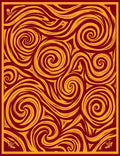 Crimson Gold Swirling Abstraction Rug
