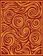 Crimson Gold Swirling Abstraction Rug