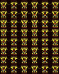 Bold Yellow Red Figure Columns Rug