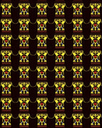 Bold Yellow Red Figure Columns Rug