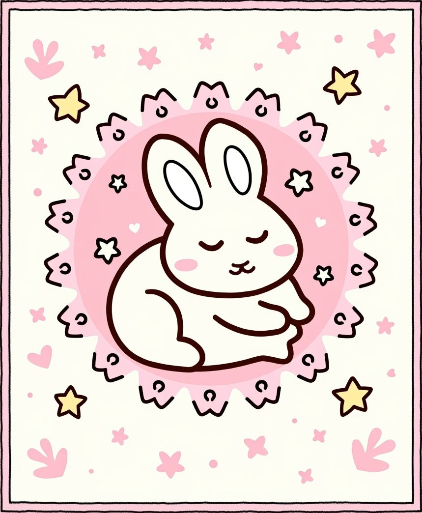 Sweet Dreams Pink Bunny Stars Rug