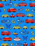 Red Yellow Blue Vehicles Alphabet Rug